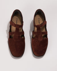 Top view of the Naot Authentic Women’s Cut-Out Suede Leather Shoe in Cabernet Suede – Heritage Collection