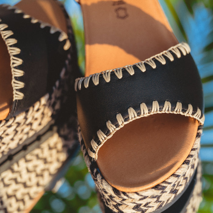 Women's Naot Blanes Wedge Sandal in Jet Leather
