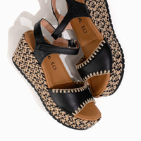 Women's Naot Blanes Wedge Sandal in Jet Leather