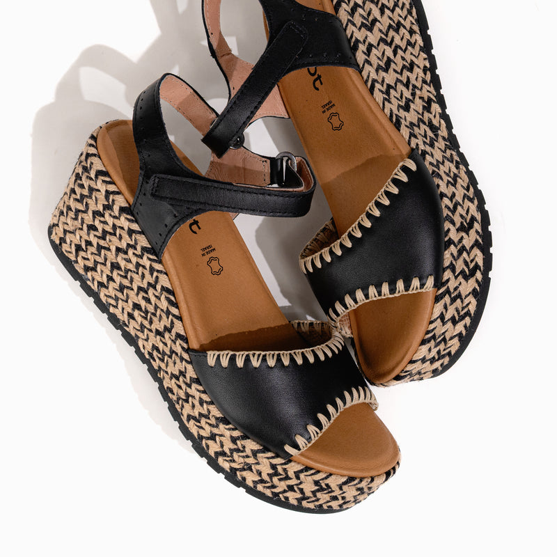 Women's Naot Blanes Wedge Sandal in Jet Leather