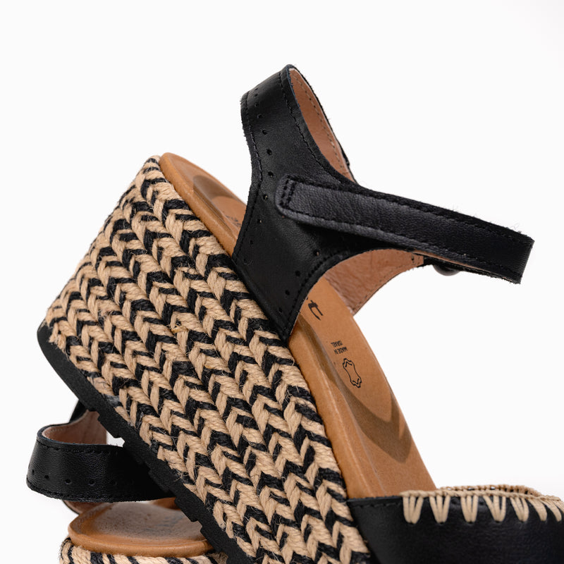 Women's Naot Blanes Wedge Sandal in Jet Leather