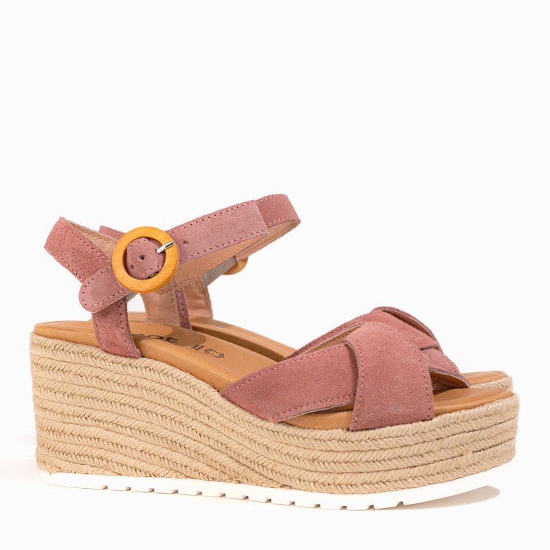 Women's Naot Marbella Platform Wedge Sandal in Rose Suede