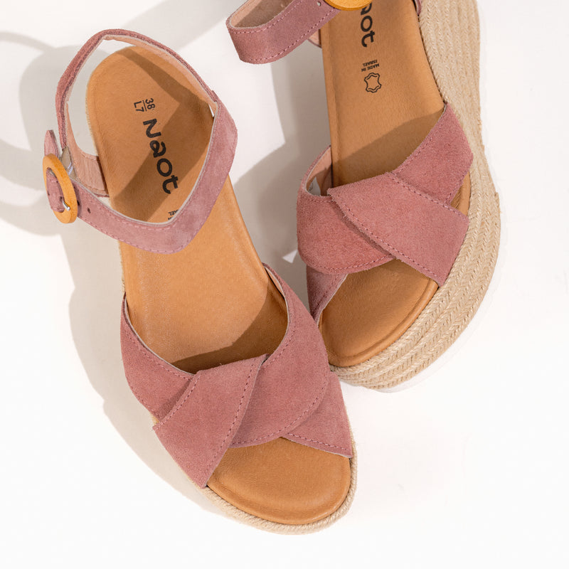 Women's Naot Marbella Platform Wedge Sandal in Rose Suede