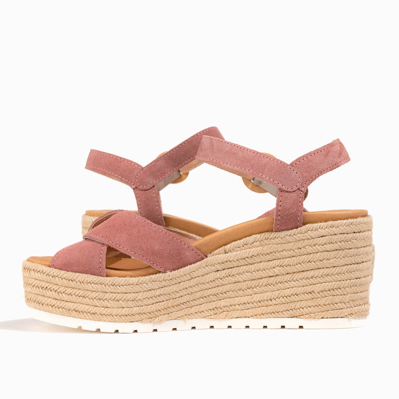 Women's Naot Marbella Platform Wedge Sandal in Rose Suede