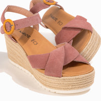 Women's Naot Marbella Platform Wedge Sandal in Rose Suede
