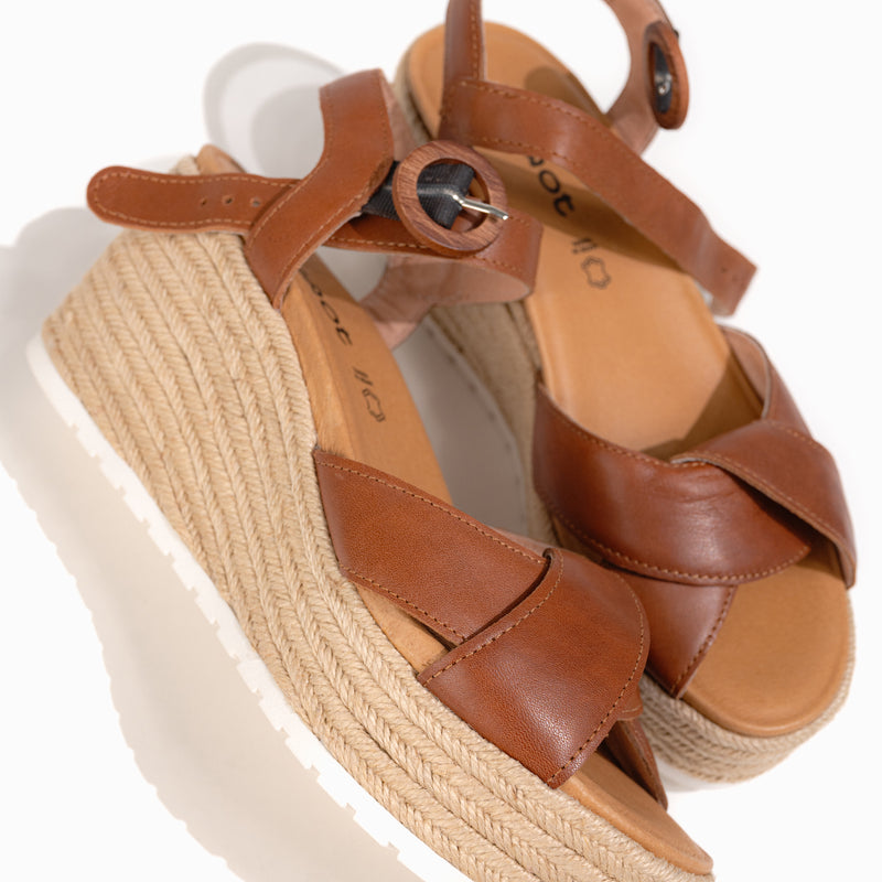 Women's Naot Marbella Platform Wedge Sandal in Brown Peanut Leather