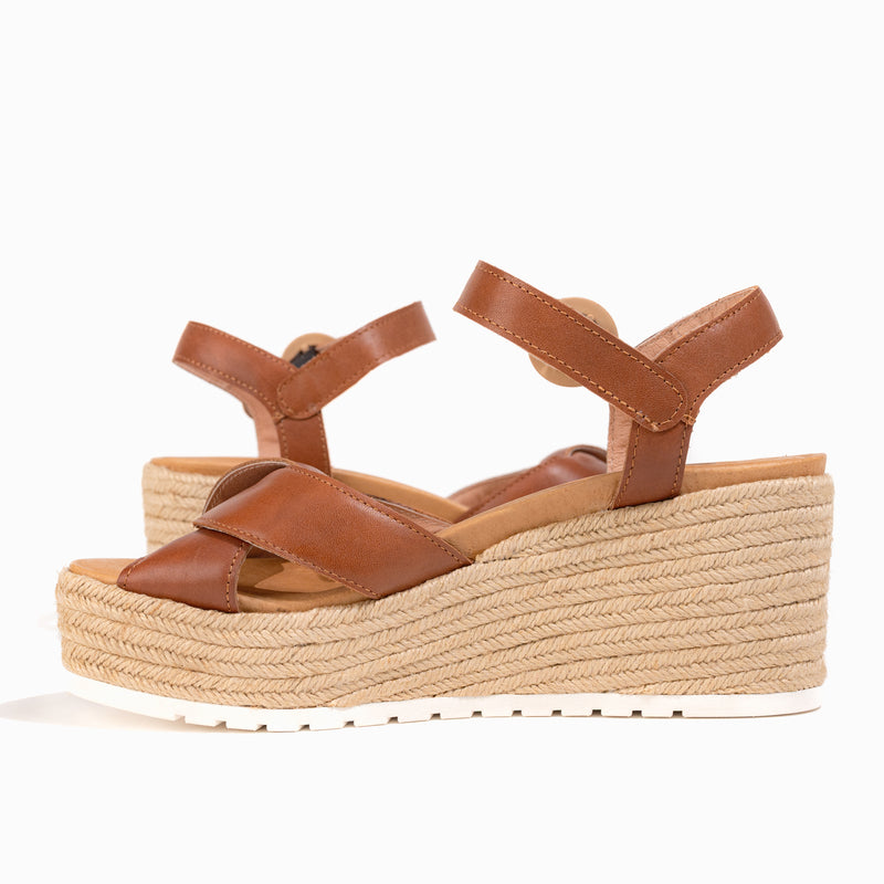 Women's Naot Marbella Platform Wedge Sandal in Brown Peanut Leather