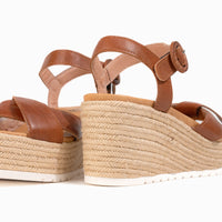 Women's Naot Marbella Platform Wedge Sandal in Brown Peanut Leather