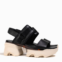 Women's SOREL Kinetic Impact Slingback Platform Sandal in Black Leather
