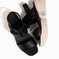 Women's SOREL Kinetic Impact Slingback Platform Sandal in Black Leather