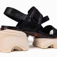 Women's SOREL Kinetic Impact Slingback Platform Sandal in Black Leather