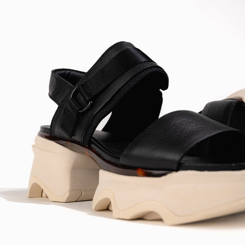 Women's SOREL Kinetic Impact Slingback Platform Sandal in Black Leather