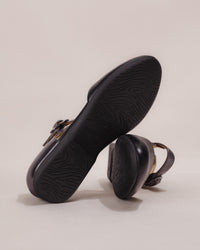 Bottom view of the shoe showing the textured rubber outsole and tread pattern for grip.