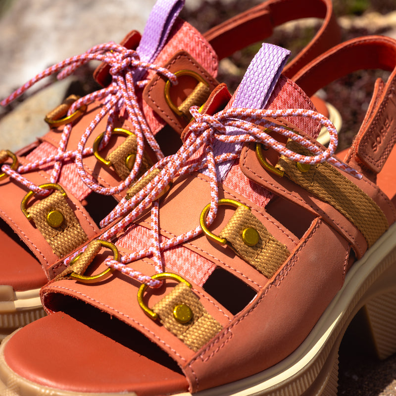 Women's SOREL Rein™ CB Lace Platform Sandal in Tuscan/Gum 16 Leather
