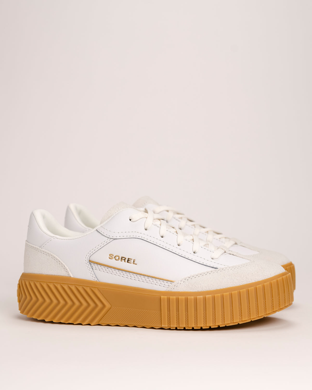 Women’s SOREL Ona Ave T-Toe sneaker in Sea Salt / Gum 17 lateral view on white background.