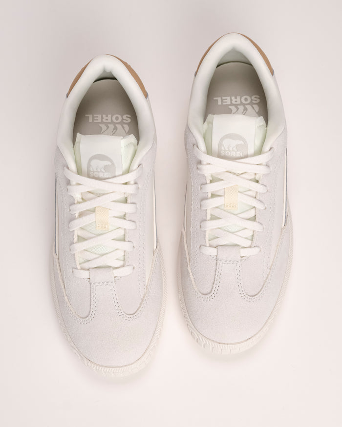 Pair of white Men’s SOREL Ona Drift Sneaker in Sea Salt with 'Sorel' branding on a light background