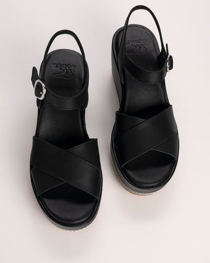SUNPEAK WEDGE ANKLE - BLACK - LEATHER