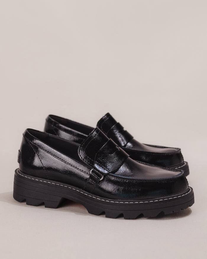 Women's SOREL REVEL AVE Black Patent Leather Loafer