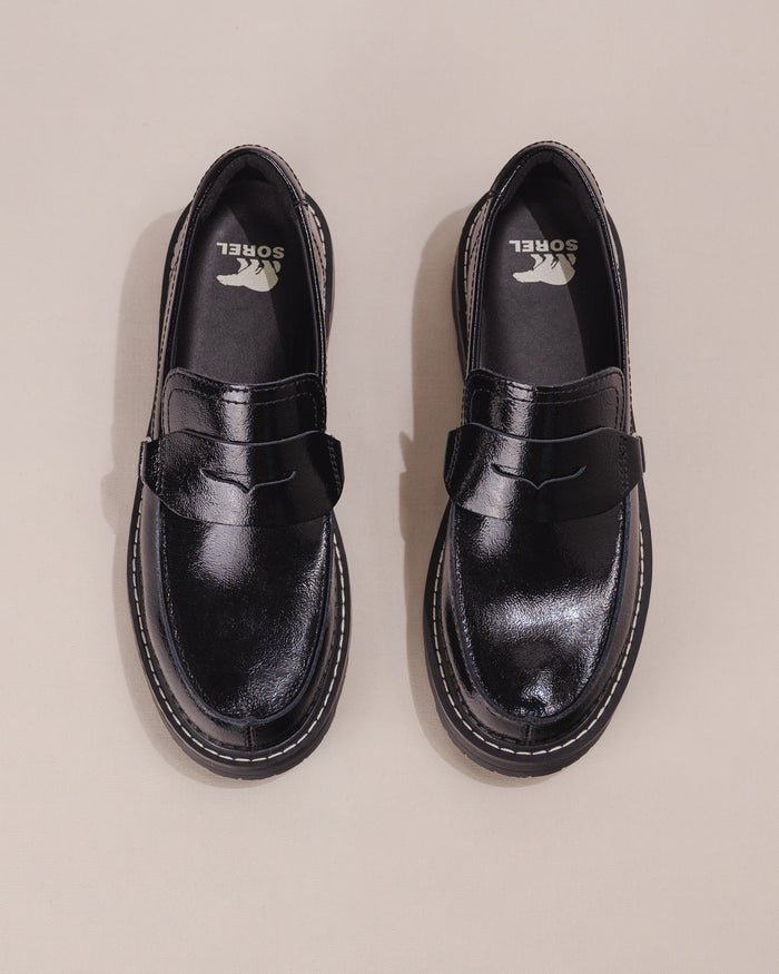 Women's SOREL REVEL AVE Black Patent Leather Loafer