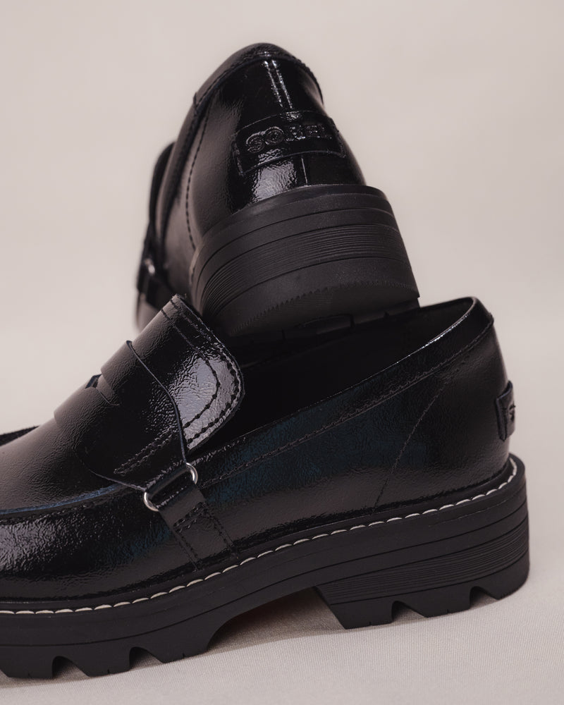 Women's SOREL REVEL AVE Black Patent Leather Loafer