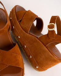 SUNPEAK WEDGE ANKLE RIVET - ICED TEA - SUEDE