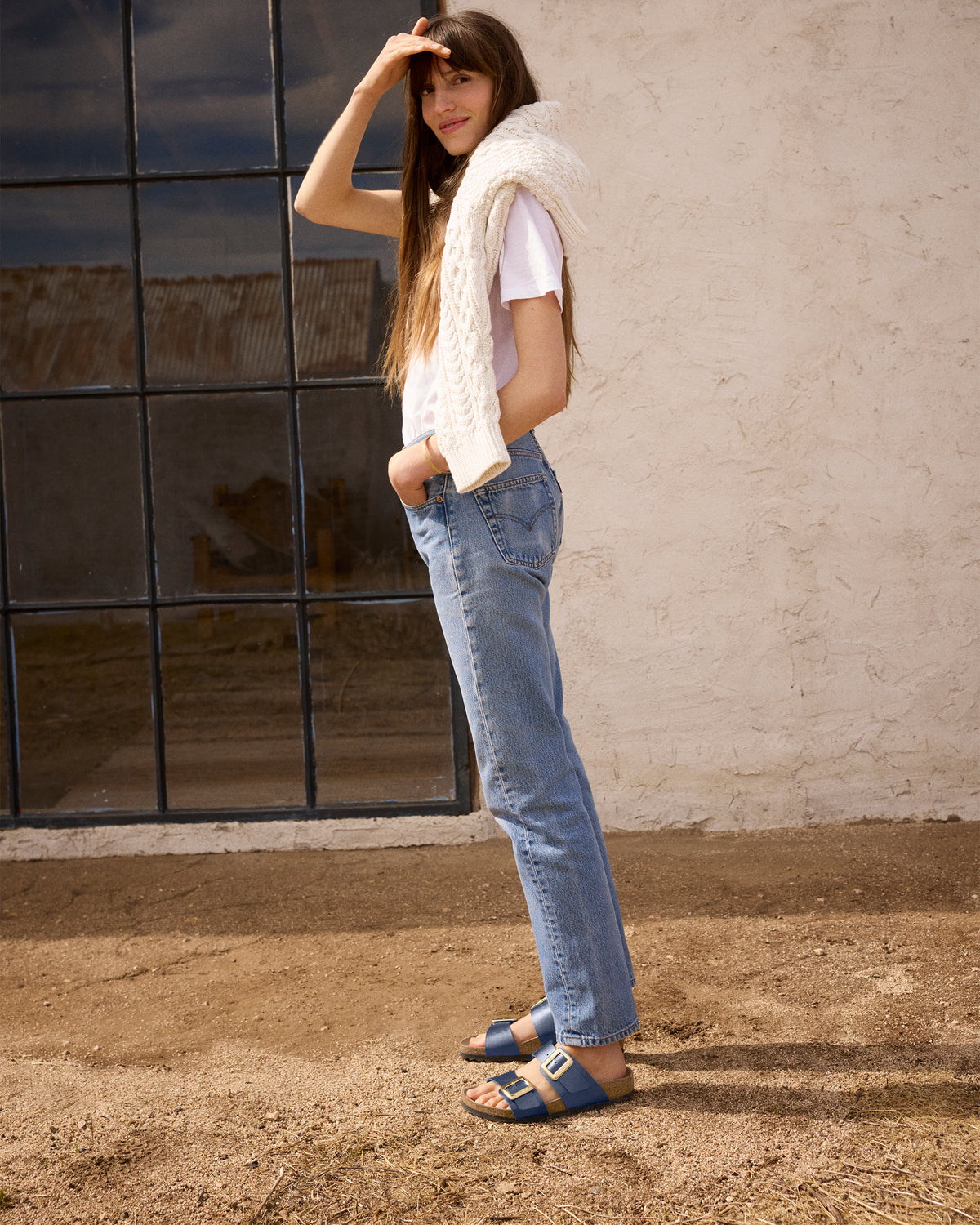 Birkenstock Sydney Luxe Buckle Sandal in Midnight Birko-Flor