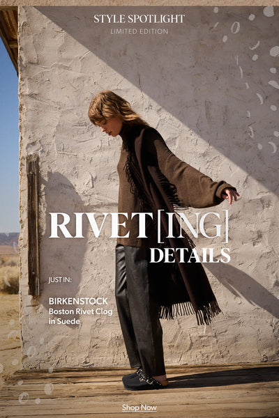 Birkenstock Boston Rivet Clog in Black Suede