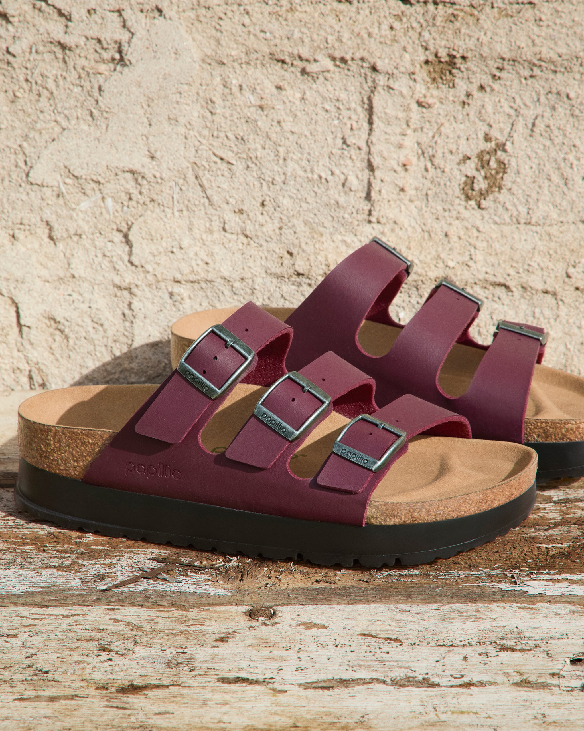 Birkenstock Florida Vegan Flex Platform Sandal in Zinfandel Birko