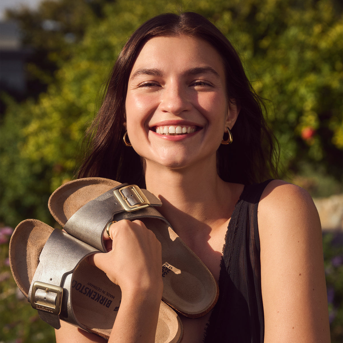 Birkenstock Catalina Luxe Buckle Sandal in Graceful Taupe Birko-Flor