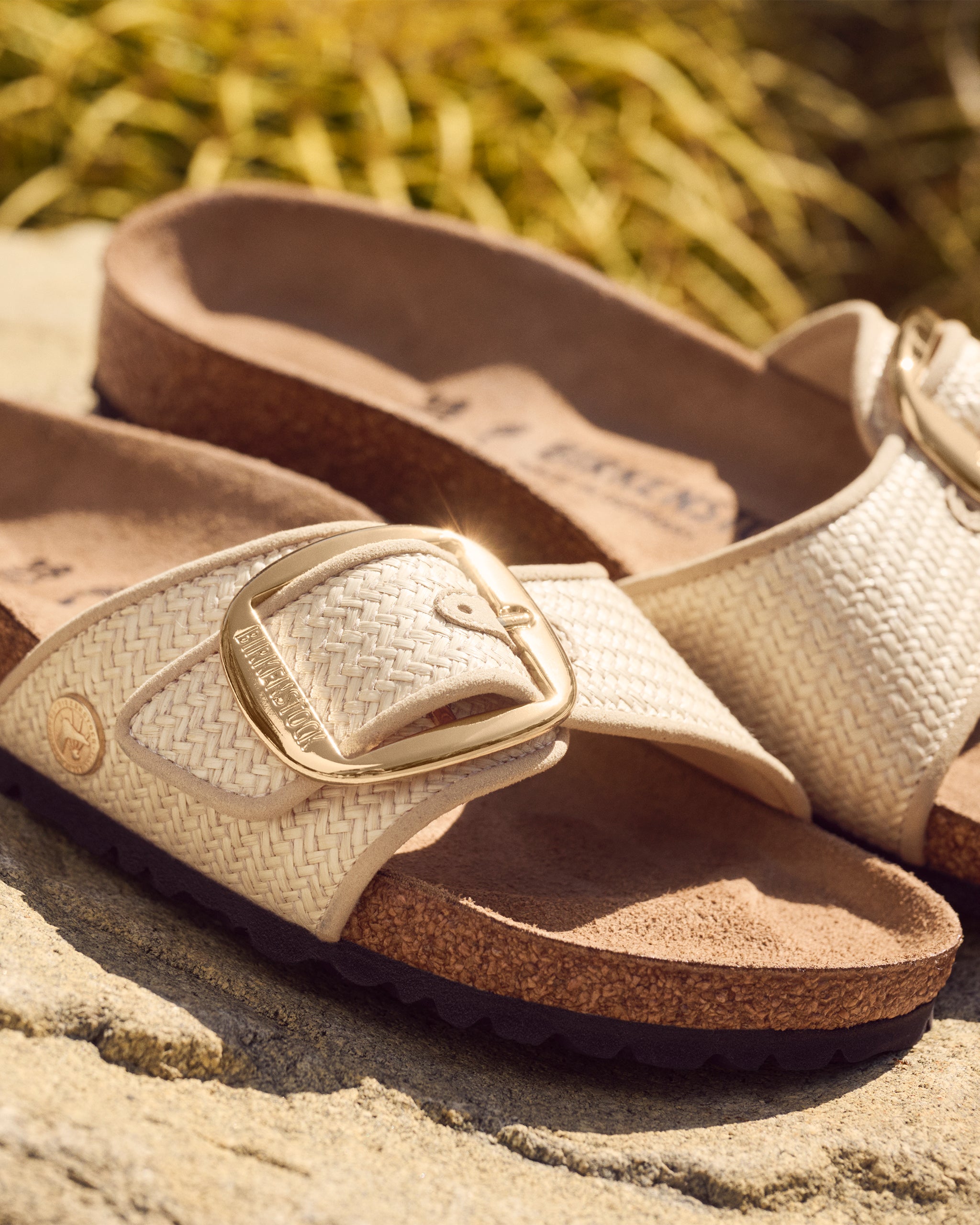Birkenstock Madrid Big Buckle Sandal in Raffia Naturale