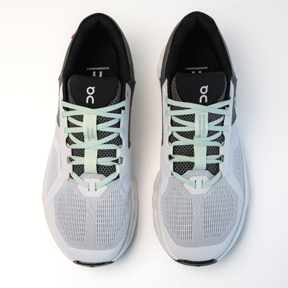 Overhead view of the Men's On Running Cloudrunner 2 featuring plush mesh upper made with recycled polyester