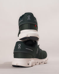 Heel view of the Men's On Cloud 6 sneaker in Olive/Evergreen