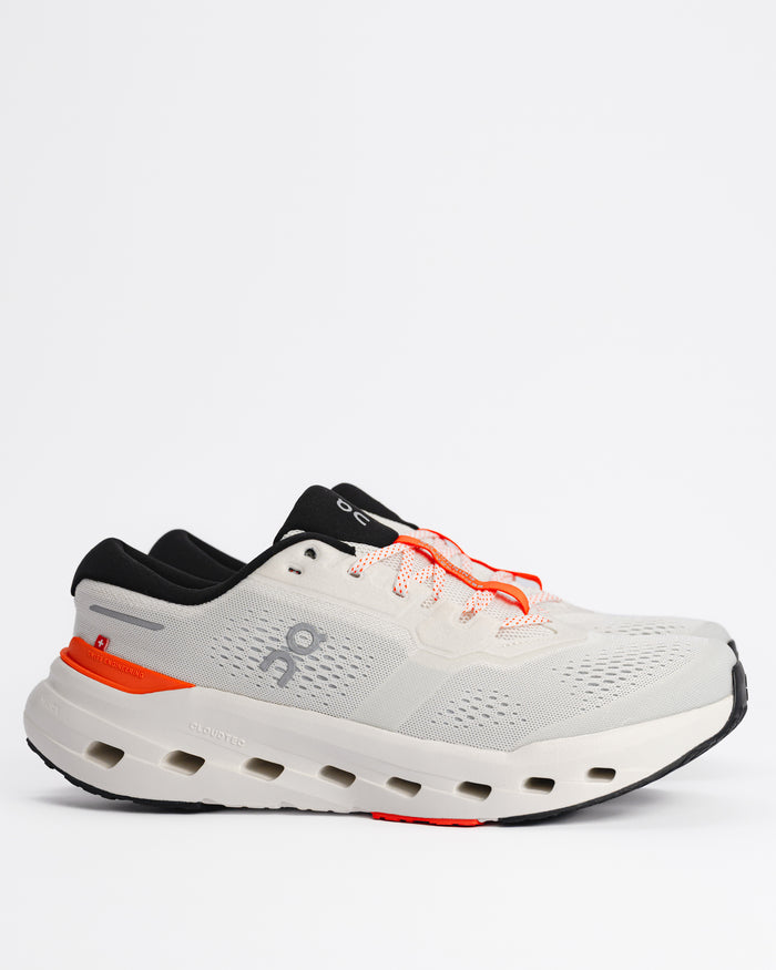 Men’s On Cloudrunner 3 – Stable Cushioned Road Running Shoe in Ivory / Flame