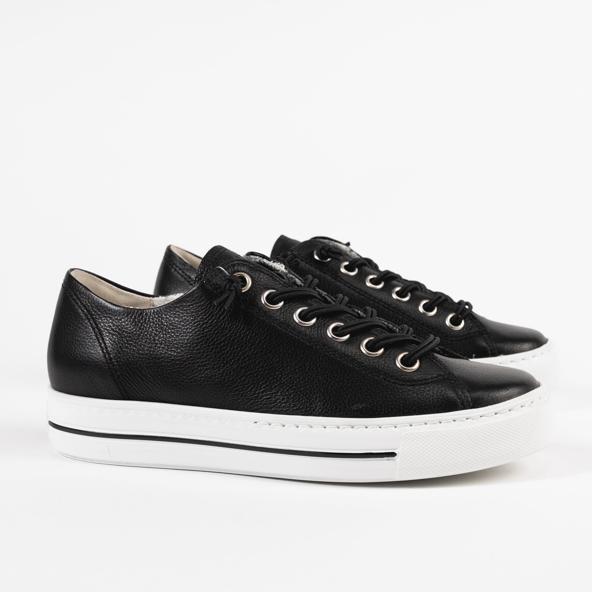 Paul Green Hadley 4081-058K | Women's Black Leather Sneaker