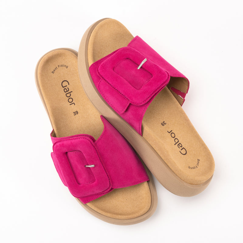 BUCKLE SLIDE - PINK - NUBUCK