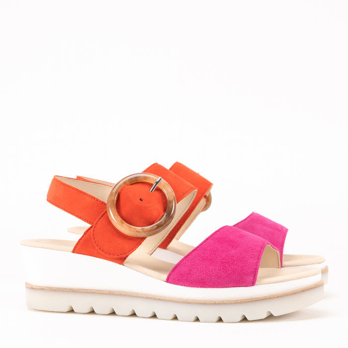 BUCKLE WEDGE - PINK - LEATHER