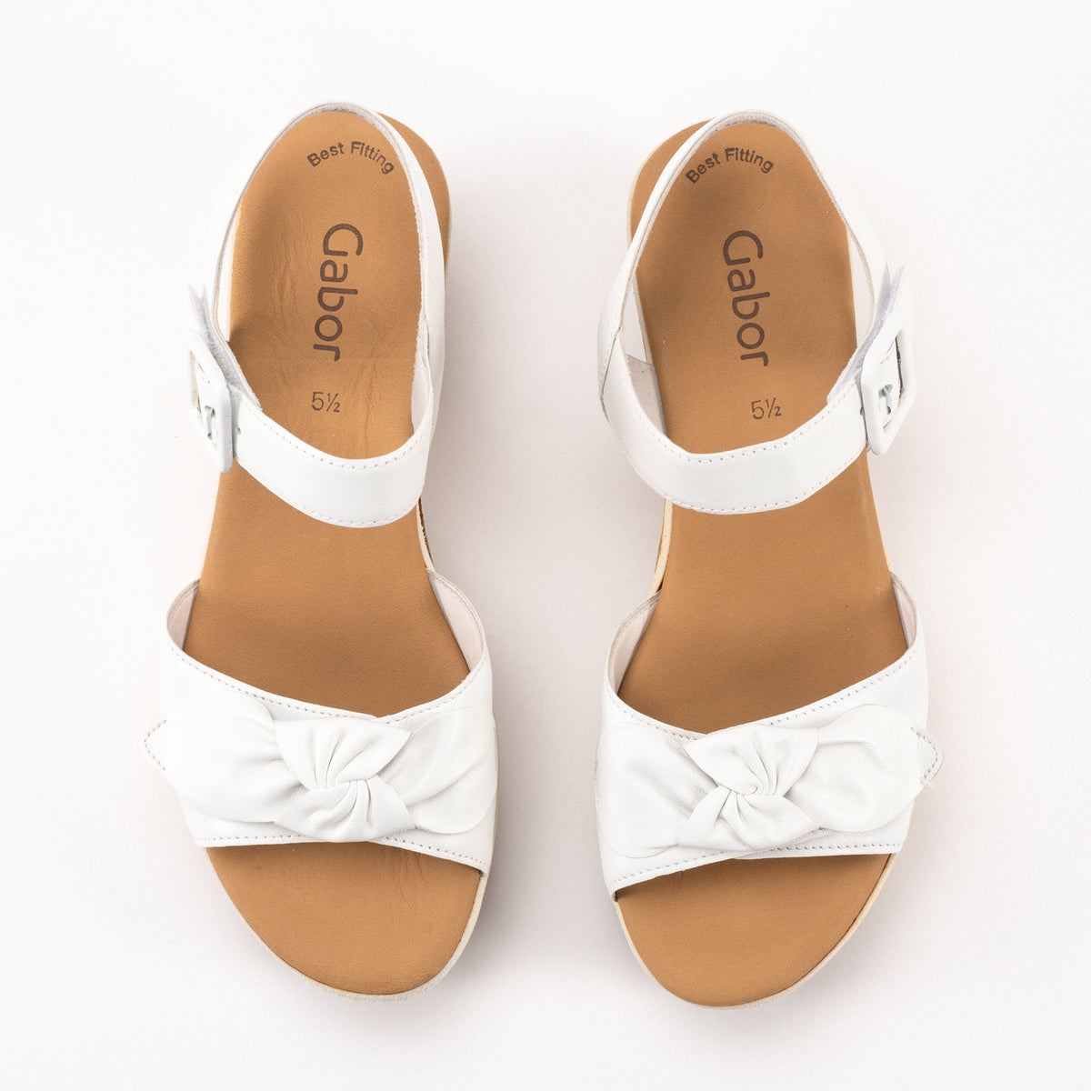 BOW WEDGE - WHITE - LEATHER