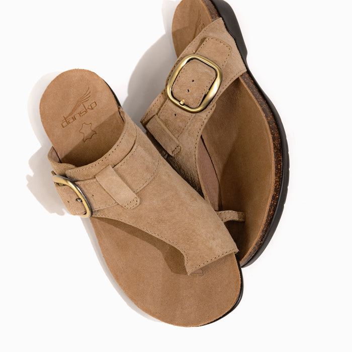 Women's Dansko Rylee Toe Post Slide in Sand Suede