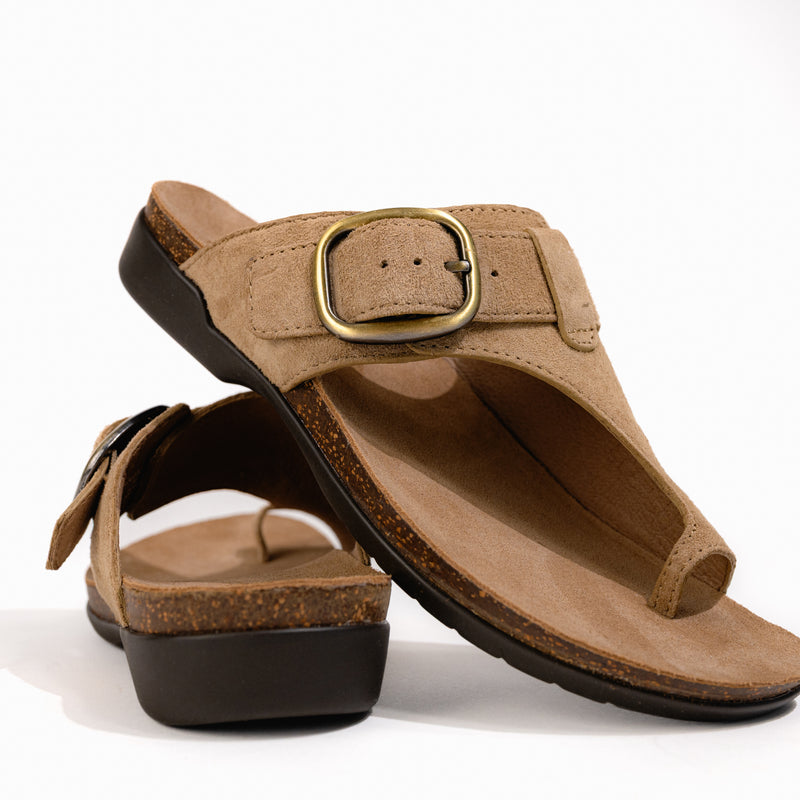 Women's Dansko Rylee Toe Post Slide in Sand Suede