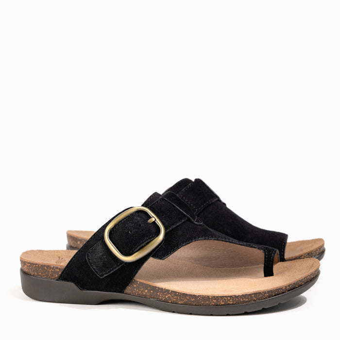 Women's Dansko Rylee Toe Post Slide in Black Suede