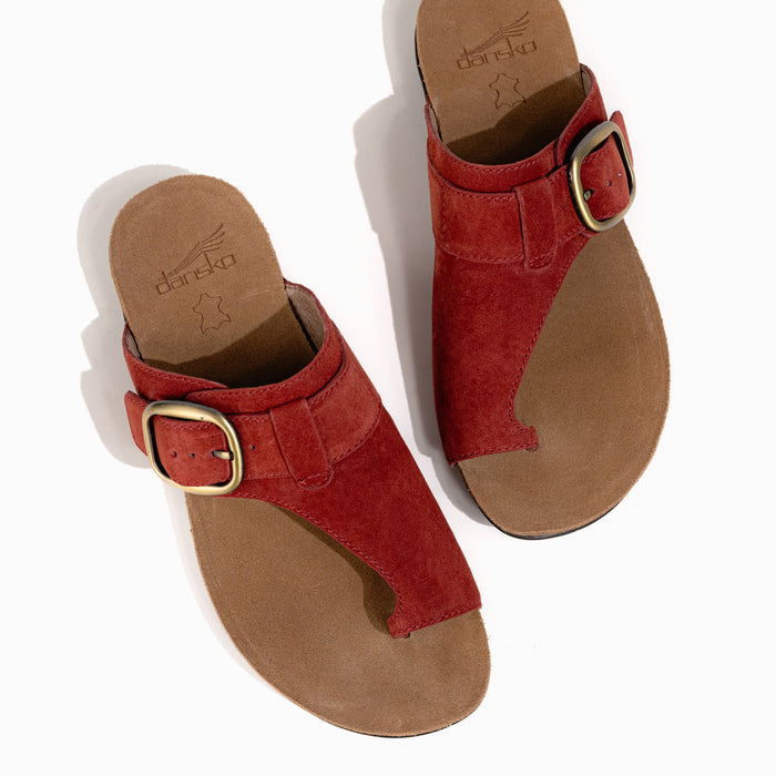 Women's Dansko Rylee Toe Post Slide in Cayenne Suede