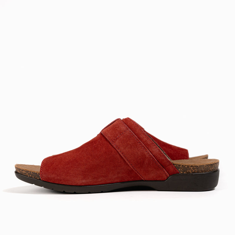 Women's Dansko Rylee Toe Post Slide in Cayenne Suede