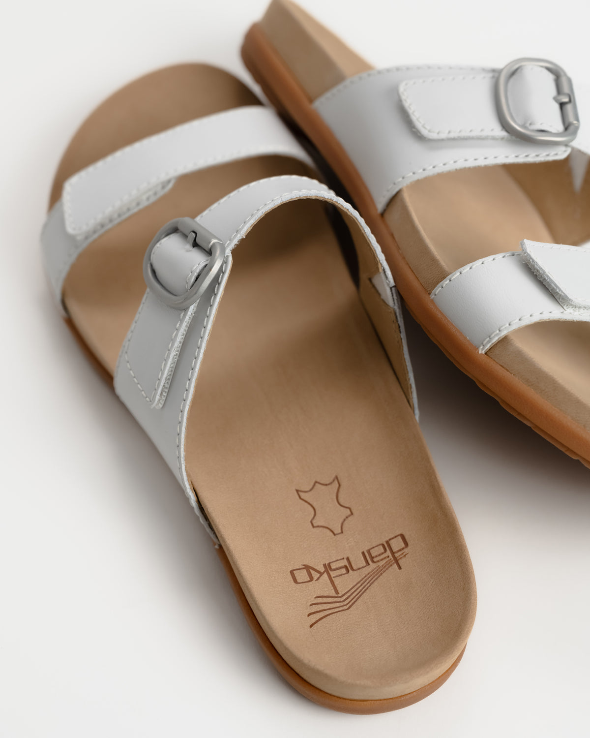 Dansko Justine Leather Slide Sandal in White