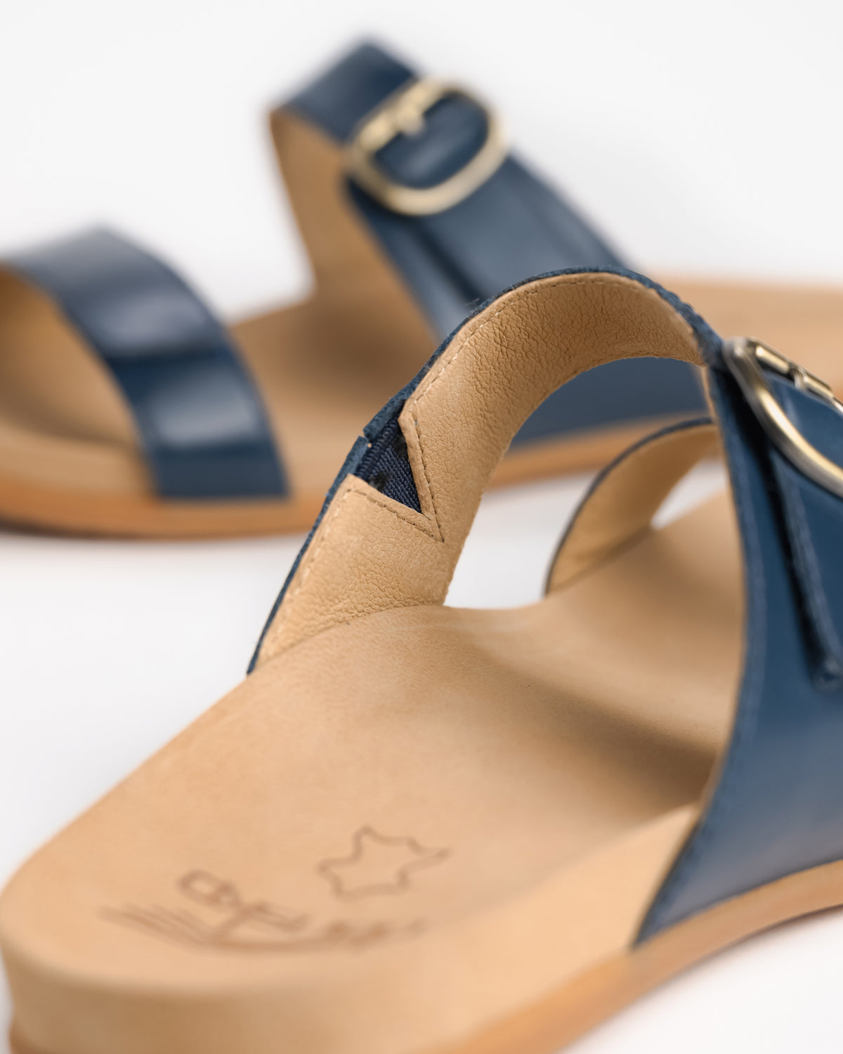 Dansko Justine Leather Slide Sandal in Marine Blue