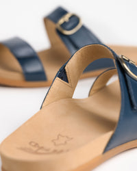 Dansko Justine Leather Slide Sandal in Marine Blue