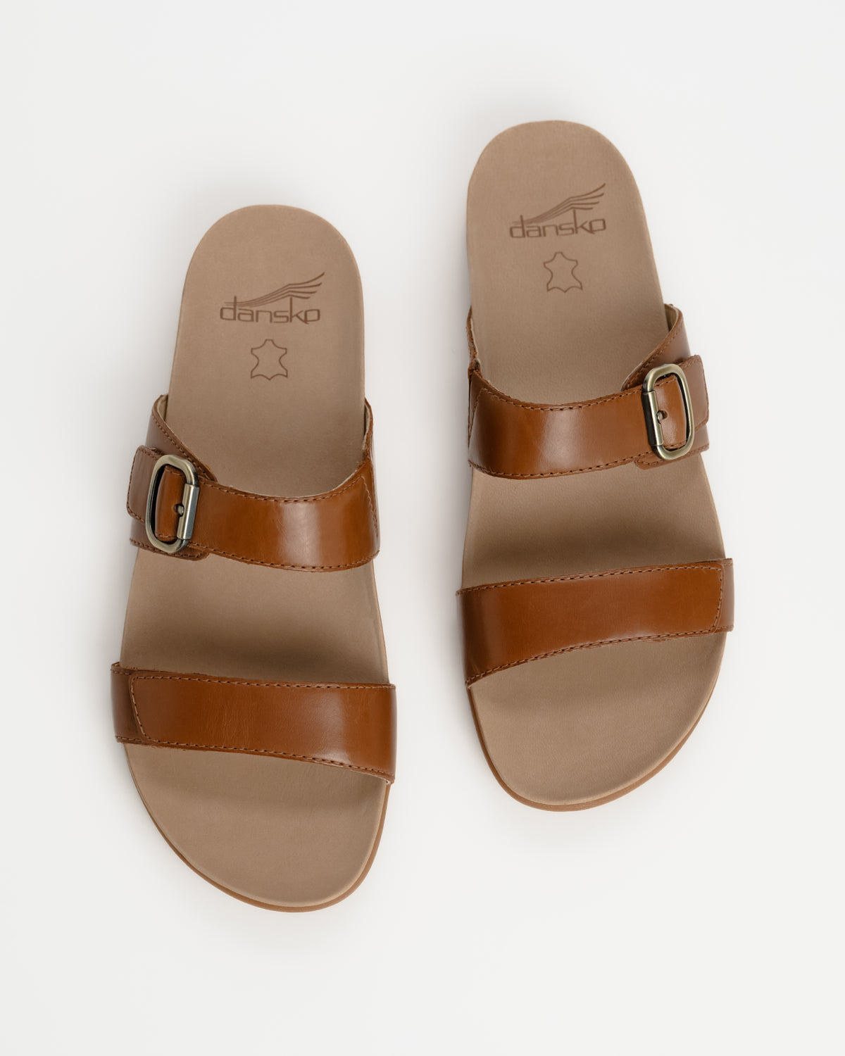 Dansko Justine Leather Slide Sandal in Luggage Brown