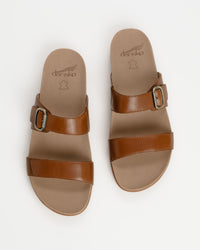 Dansko Justine Leather Slide Sandal in Luggage Brown