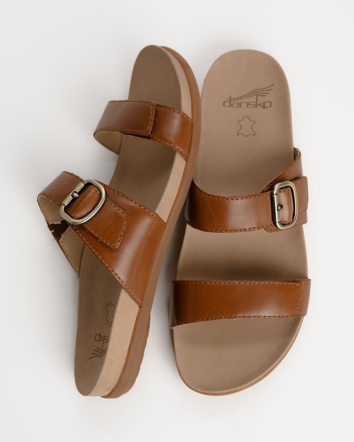 Dansko Justine Leather Slide Sandal in Luggage Brown