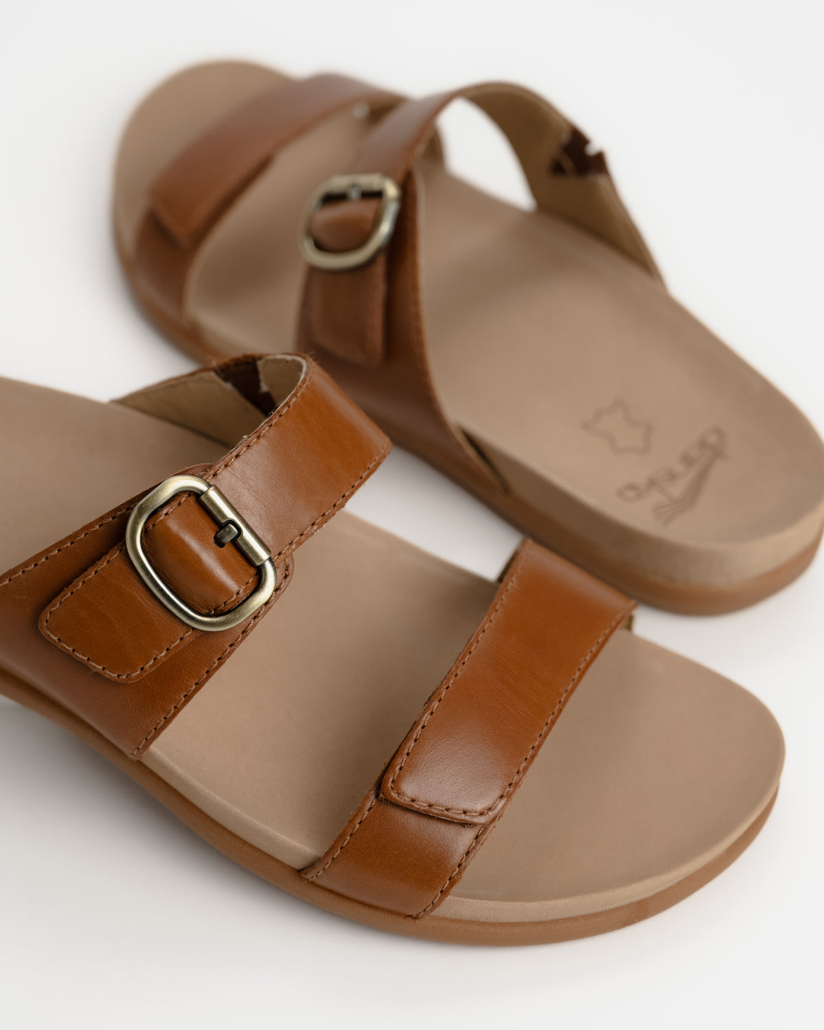 Dansko Justine Leather Slide Sandal in Luggage Brown