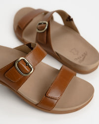 Dansko Justine Leather Slide Sandal in Luggage Brown